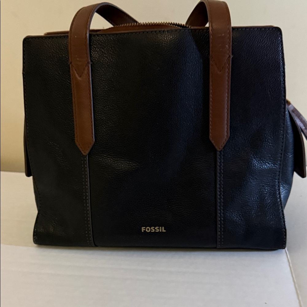 Fossil Black and Brown  Bag with crossbody strap